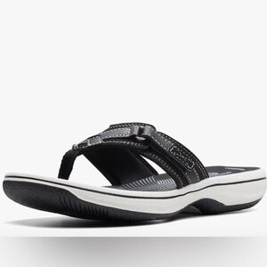 Clarks Women's Breeze Sea Flip-Flop Black Synthetic Size 10 NWOT NEVER WORN